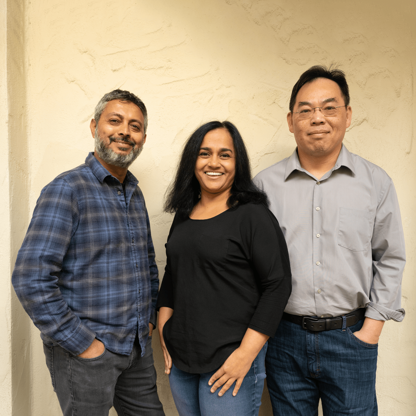 Oro cofounders from left: Sudhir Bhojwani, Lalitha Rajagopalan, and Yuan Tung.