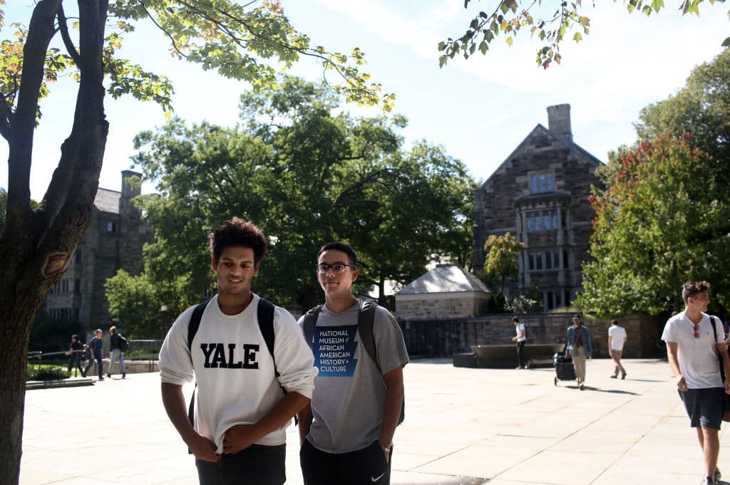 Students walk through the campus of Yale University, as seen in September 2018 in New Haven, Connecticut. (Photo by Yana Paskova/Getty Images)