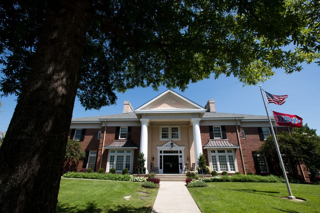 The Pi Beta Phi sorority house in the Greek Village is shown at the University of South Carolina, as seen in September 2020. (Photo by Sean Rayford—Getty Images)