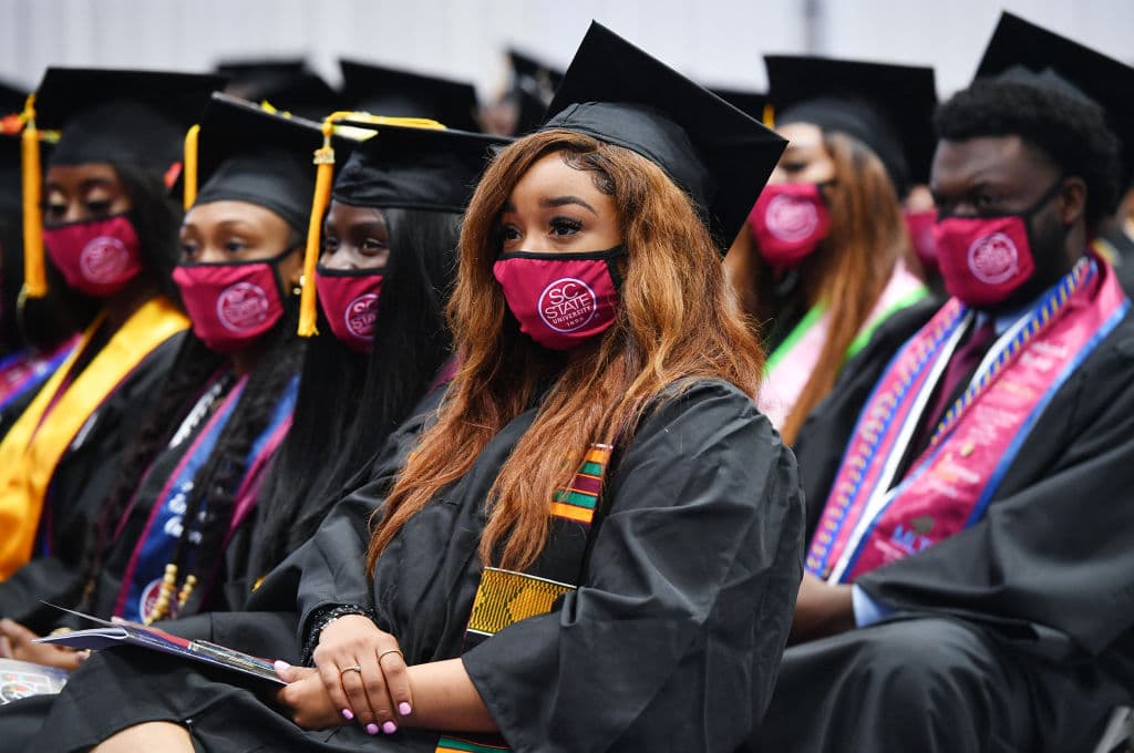 Students attend their graduation ceremony at South Carolina State University in December 2021 in Orangeburg.