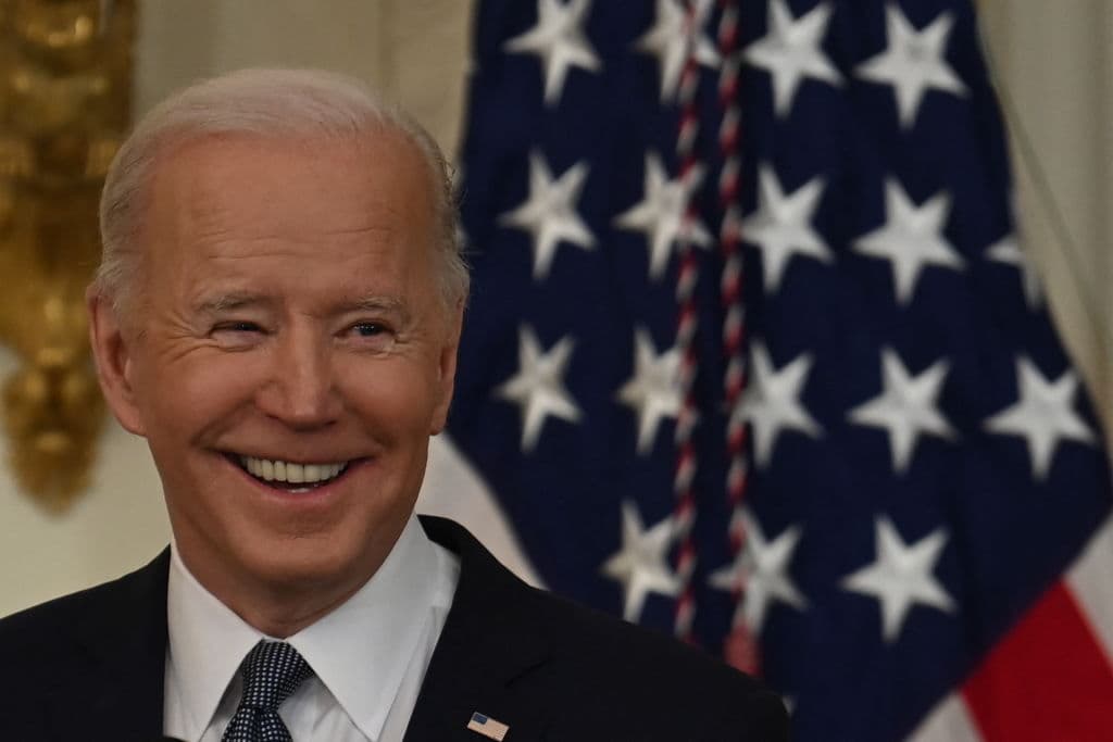 President Joe Biden speaks at an event to celebrate Black History Month in the East Room of the White House in February 2022.