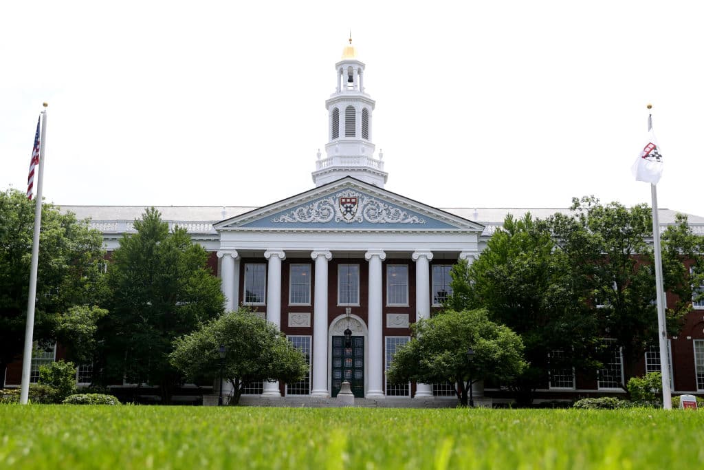 A view of the campus of Harvard Business School, as seen in July 2020 in Cambridge, Massachusetts. (Photo by Maddie Meyer/Getty Images)