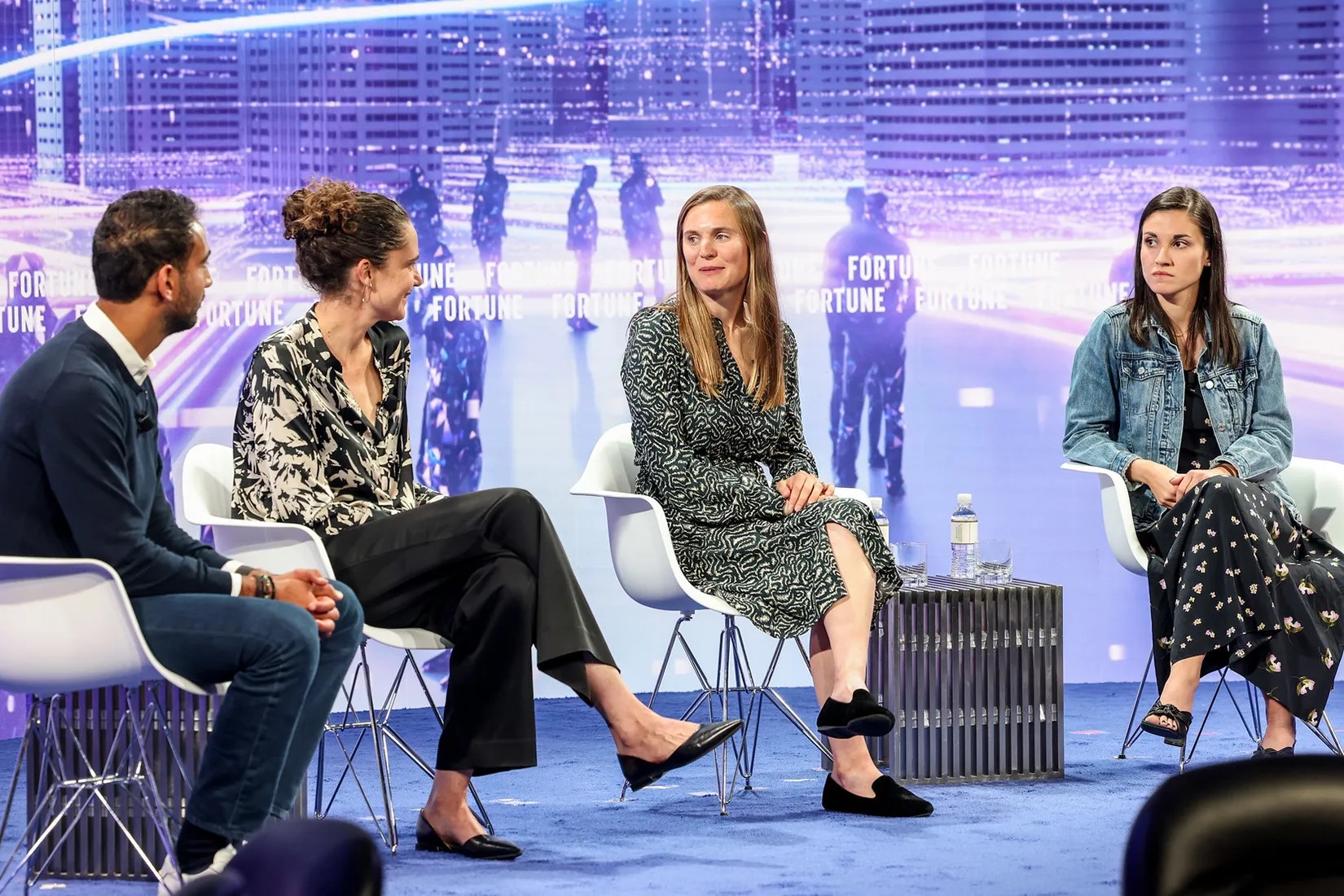 People communicate on stage
