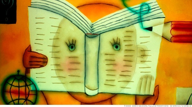 Boy reading book with pencil --- Image by © Todd Davidson/Illustration Works/Corbis