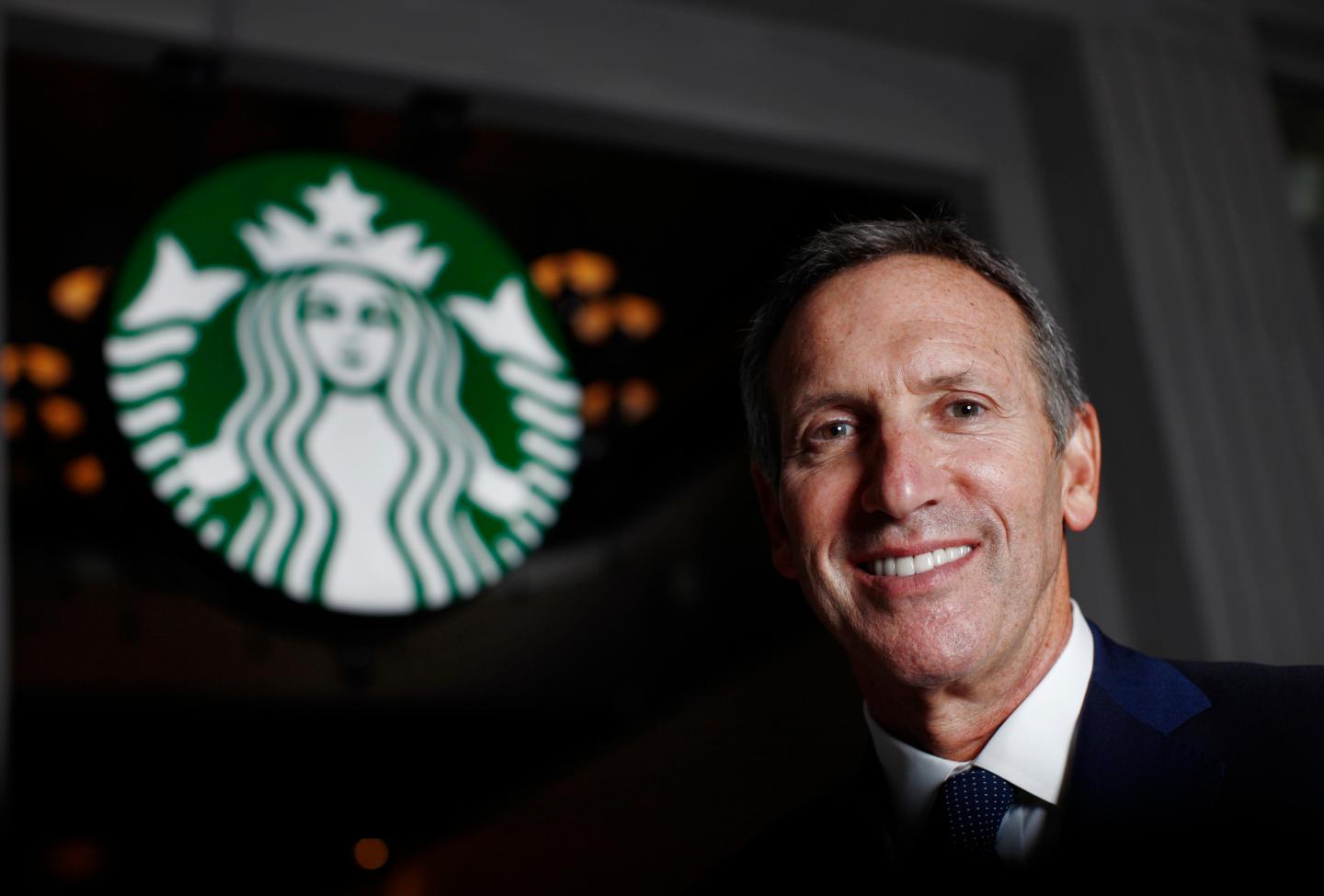 Howard Schultz CEO of Starbucks poses during an interview with Reuters in Shanghai