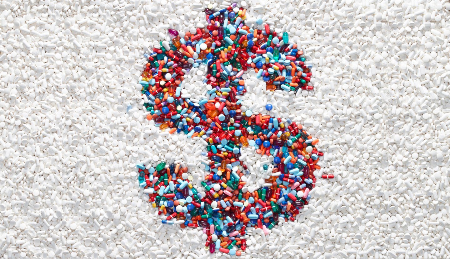 Dollar Sign made of pills