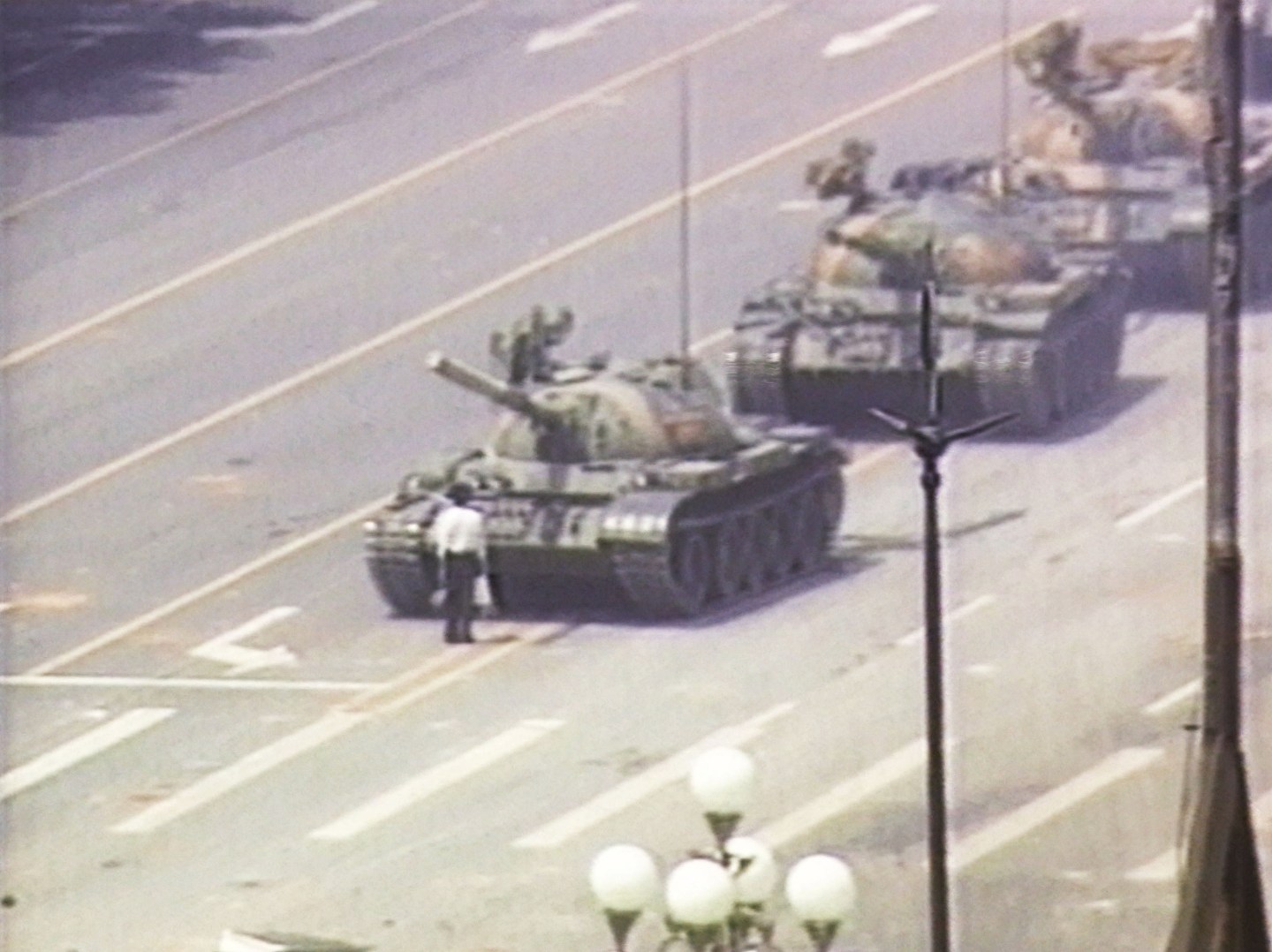 Chinese Activist Blocks Column of Tanks