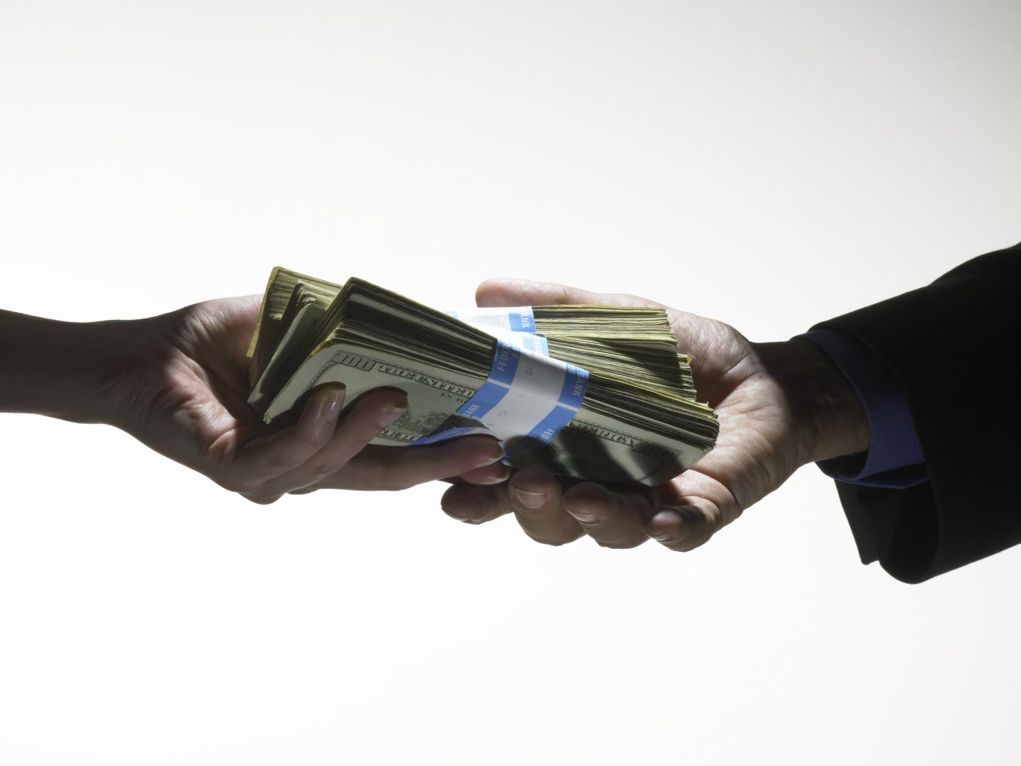 money exchanging hands payment