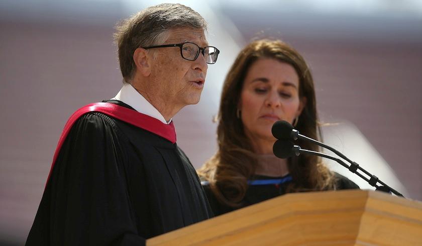 Microsoft founder and chairman Bill Gates delivers the commencement speech at Stanford