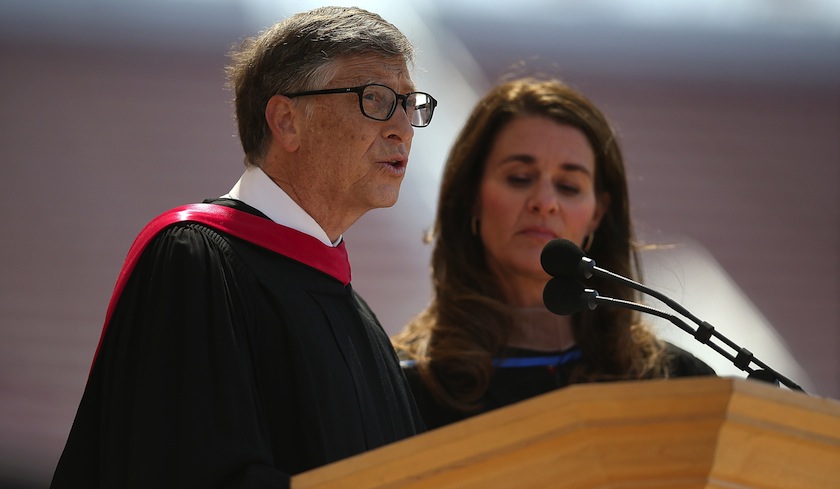 Microsoft founder and chairman Bill Gates delivers the commencement speech at Stanford