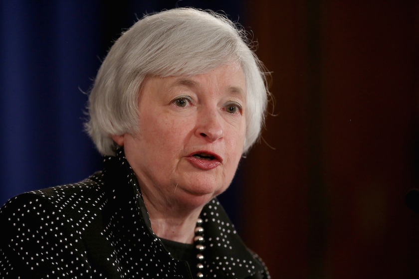 Federal Reserve Chairwoman Janet Yellen speaks during a news conference at Fed headquarters