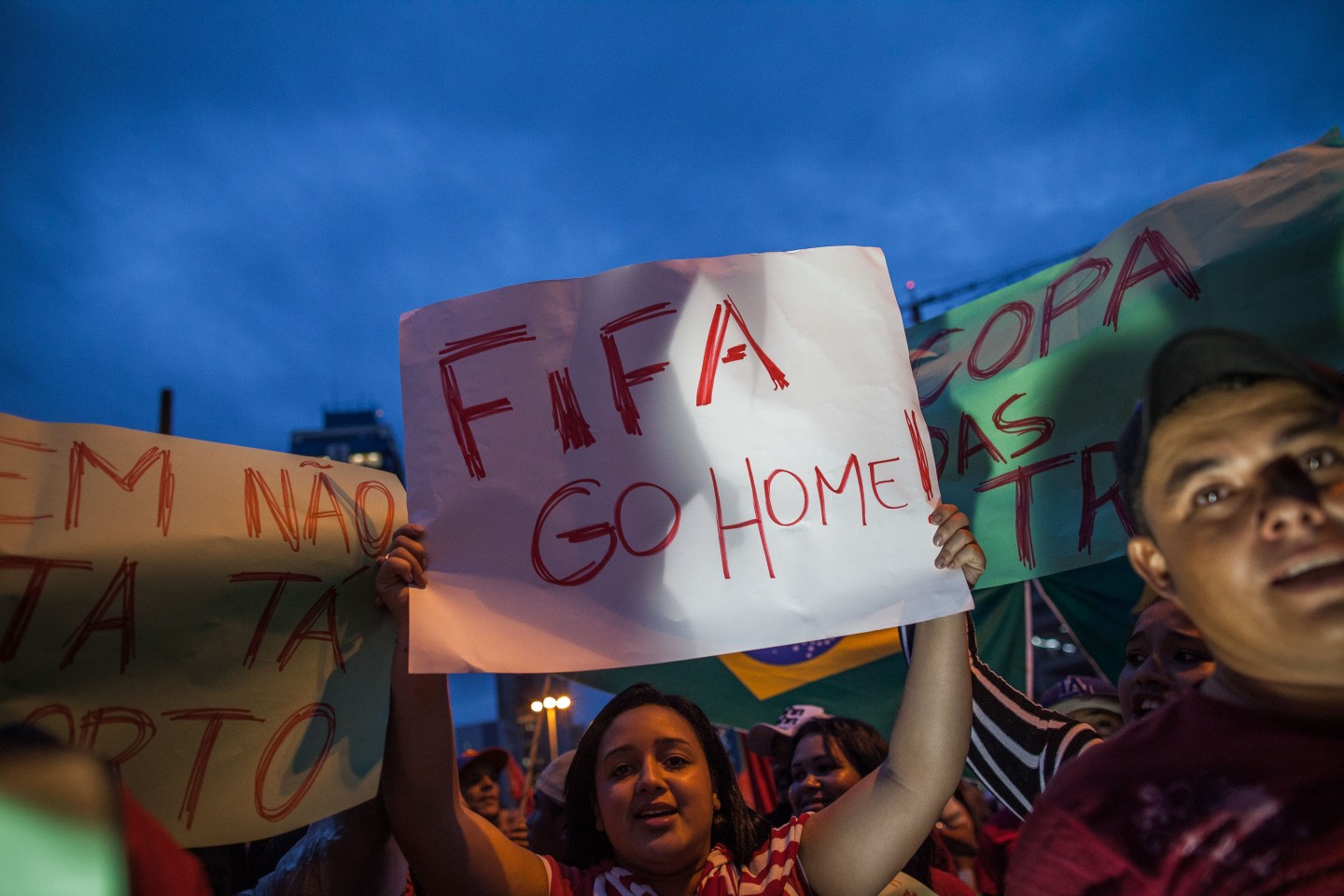 Brazil's Homeless Workers' Movement Stages Housing Protest Near Their Encampment Next To Soccer Stadium