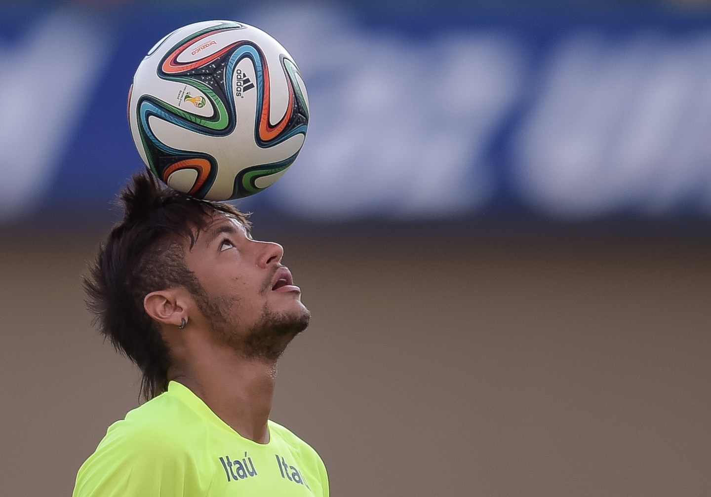 Neymar in action during a training session at the Serra Dourada Stadium in Goiania, Brazil