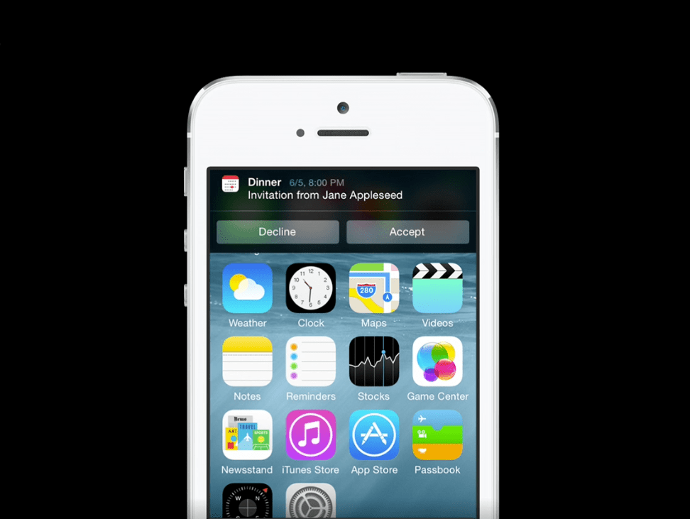 Notifications in Apple iOS 8.