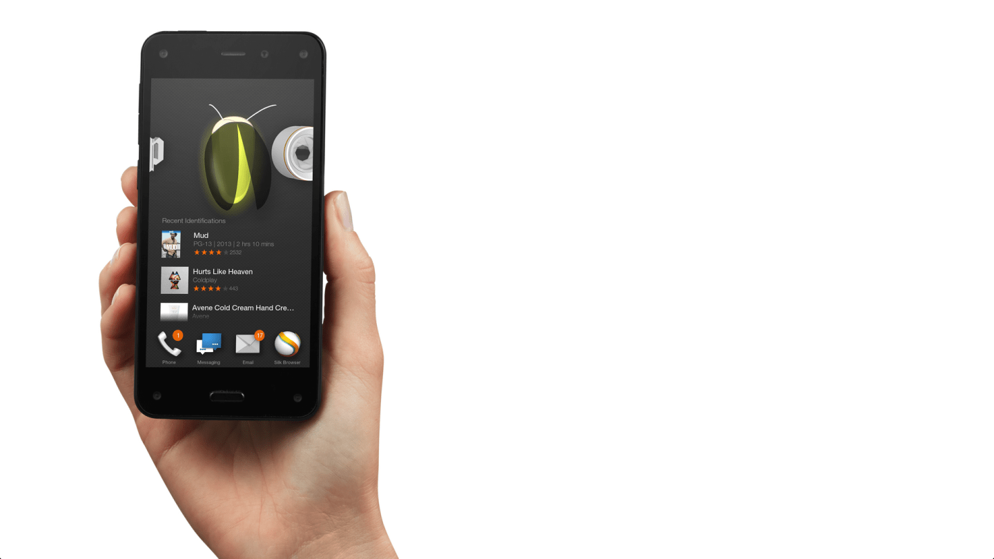 Amazon's new Fire phone, demonstrating the Firefly feature.