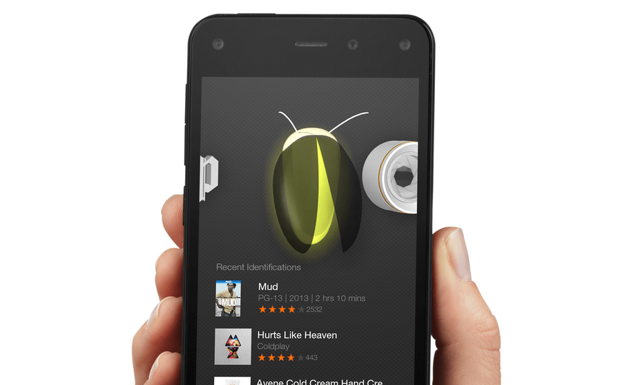 Amazon's new Fire phone, demonstrating the Firefly feature.