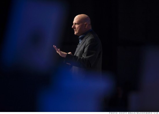 Steve Ballmer, chief executive officer of Microsoft Corp., speaks during an event in New York, U.S., on Thursday, Oct. 25, 2012. Microsoft Corp. will be constrained in a contest against Apple Inc. in the market for handheld computers by unveiling a tablet that doesn't work with some of the most widely used downloadable applications. Photographer: Scott Eells/Bloomberg via Getty Images