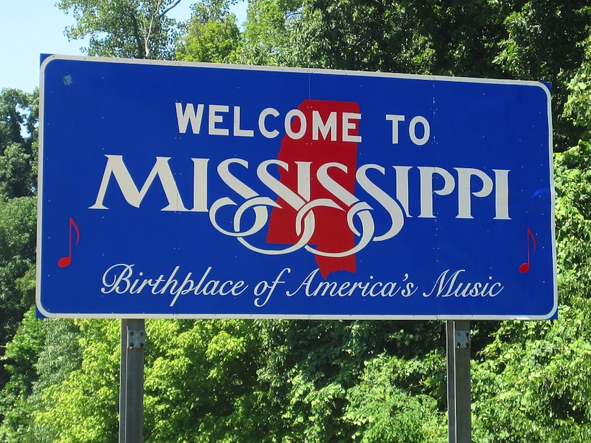 Mississippi welcome sign