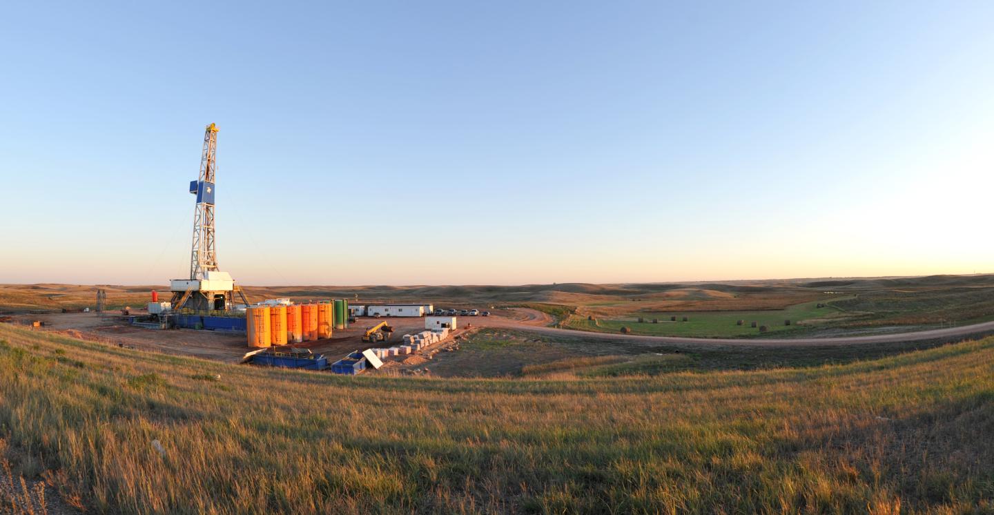 An oil drilling rig is seen September 29