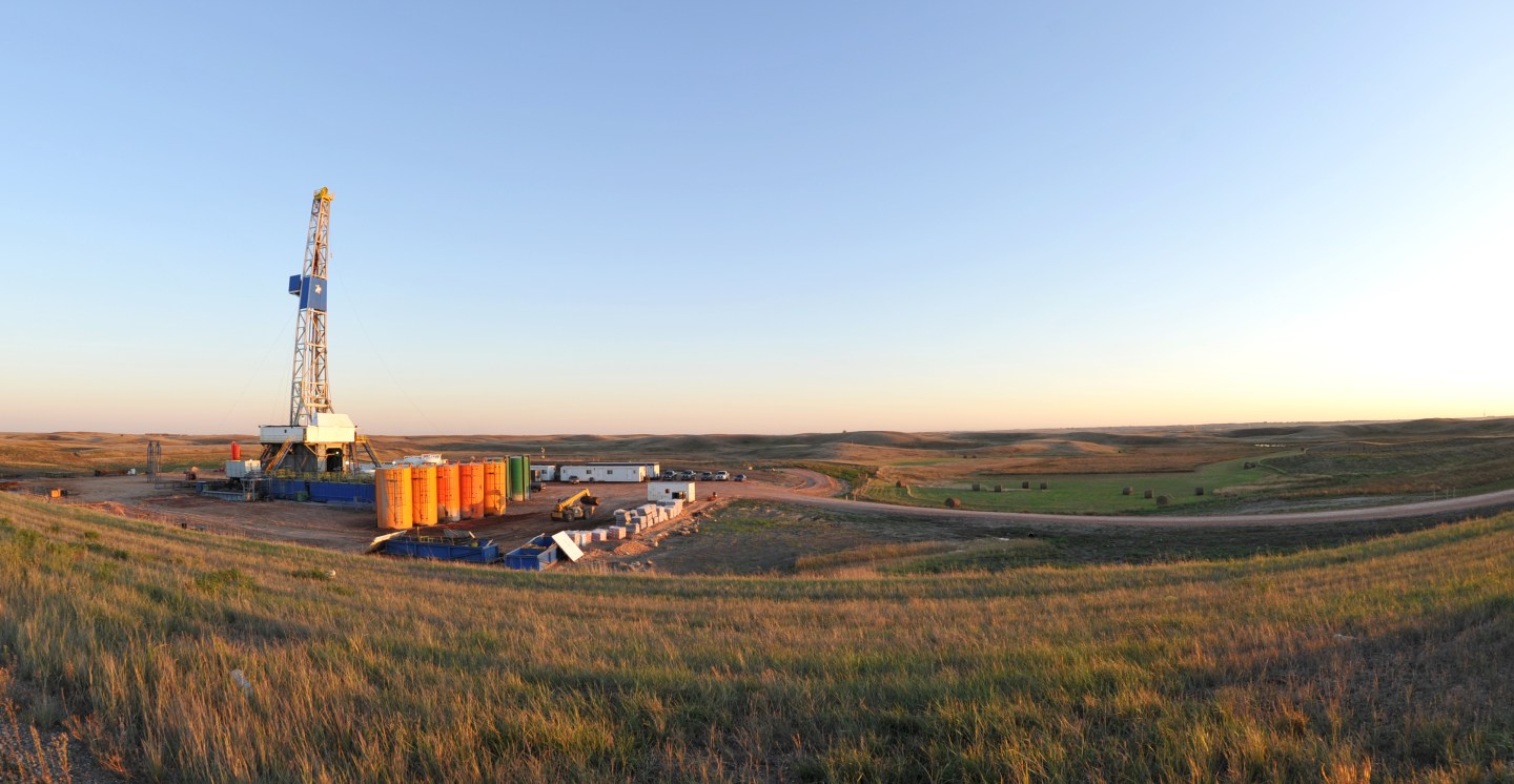 An oil drilling rig is seen September 29
