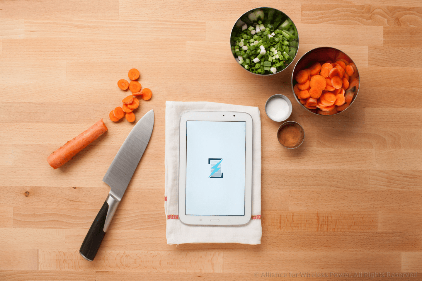 A conceptual photograph of Rezence, a next-generation wireless charging technology that uses magnetic resonance to transfer energy.