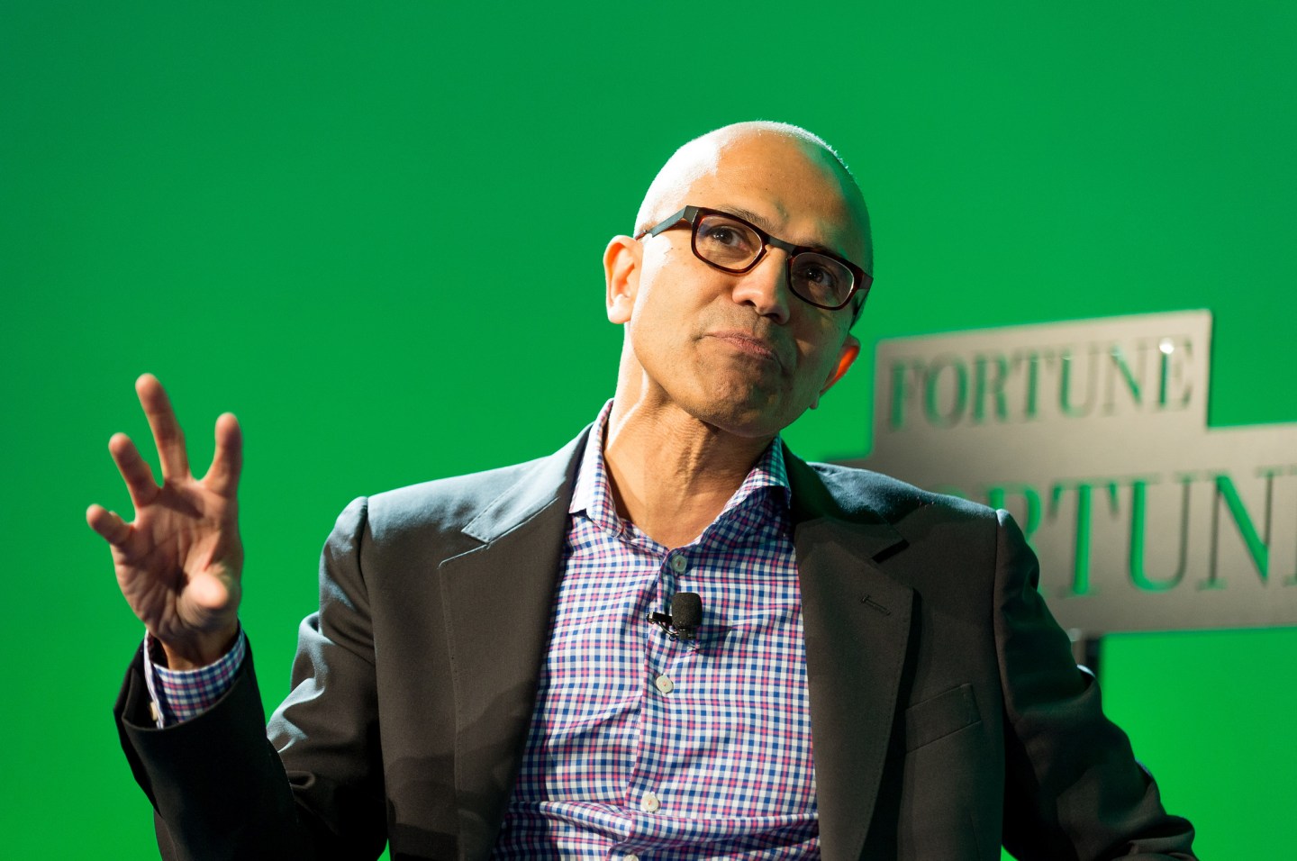Microsoft CEO Satya Nadella speaking at the Fortune Brainstorm Tech conference in Aspen, Colorado on July 14, 2014.
