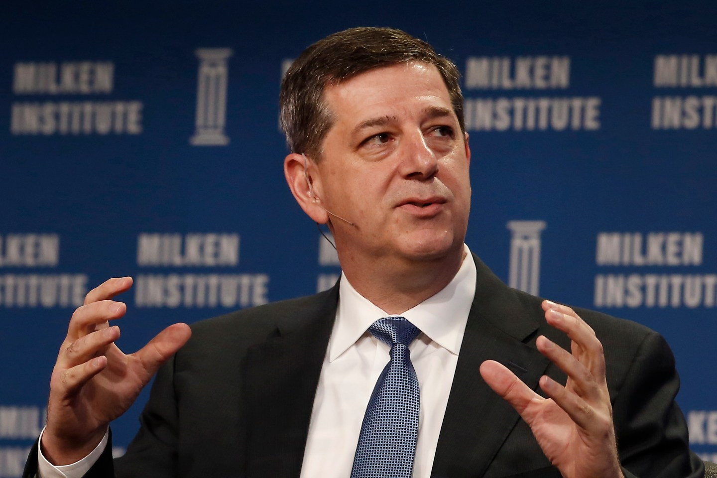 Bill Simon, former president and chief executive officer of Walmart US, speaks at the annual Milken Institute Global Conference in Beverly Hills, California, U.S., on Monday, April 28, 2014. The conference brings together hundreds of chief executive officers, senior government officials and leading figures in the global capital markets for discussions on social, political and economic challenges. Photographer: Patrick T. Fallon/Bloomberg via Getty Images