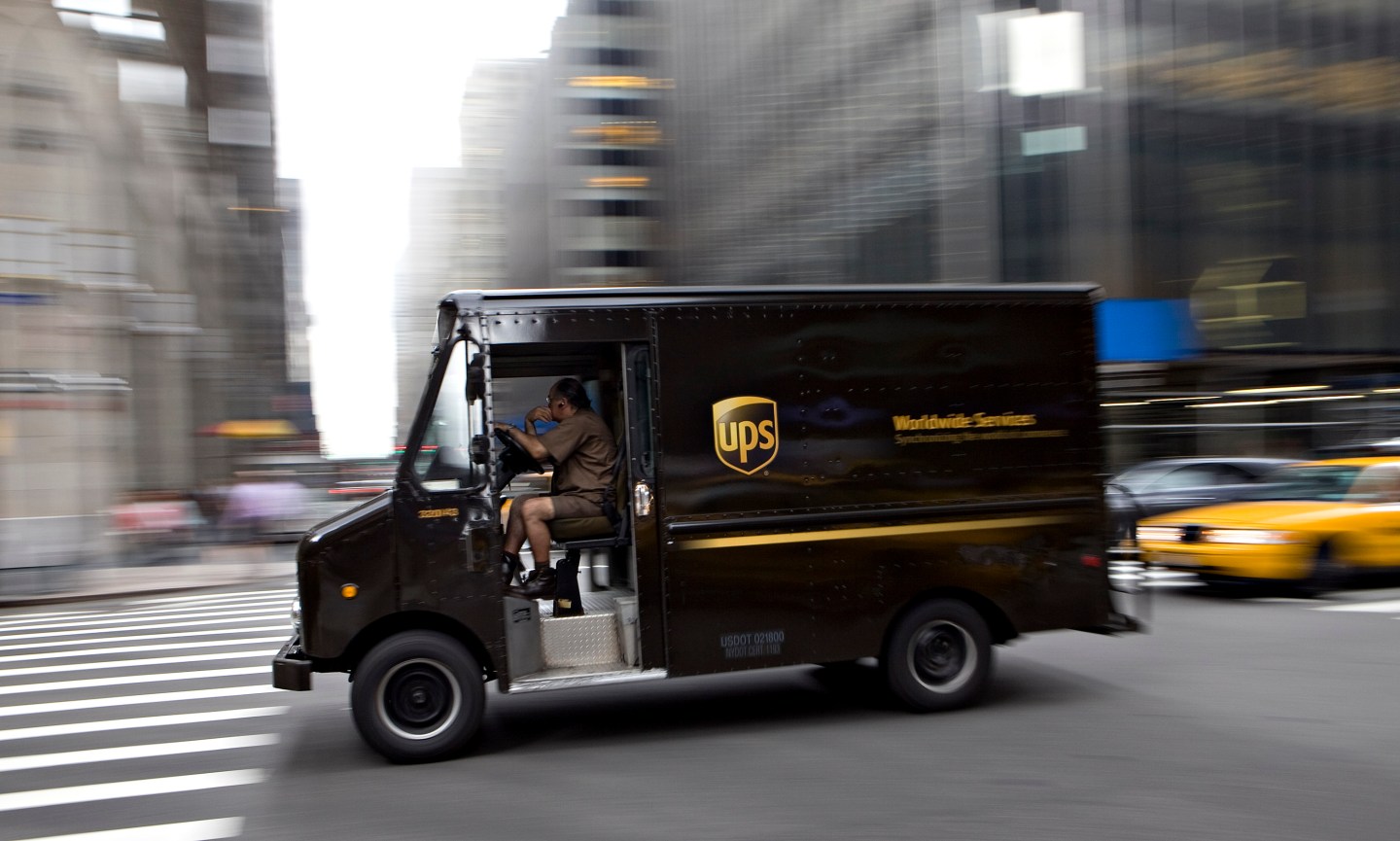 A UPS truck on Park Avenue in New York