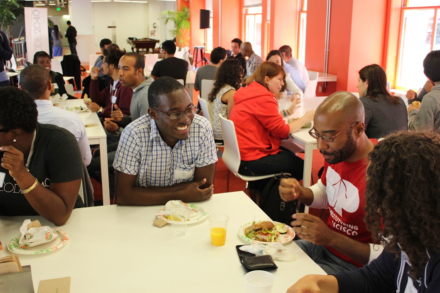 Code2040's 2013 summer fellows on their first day.