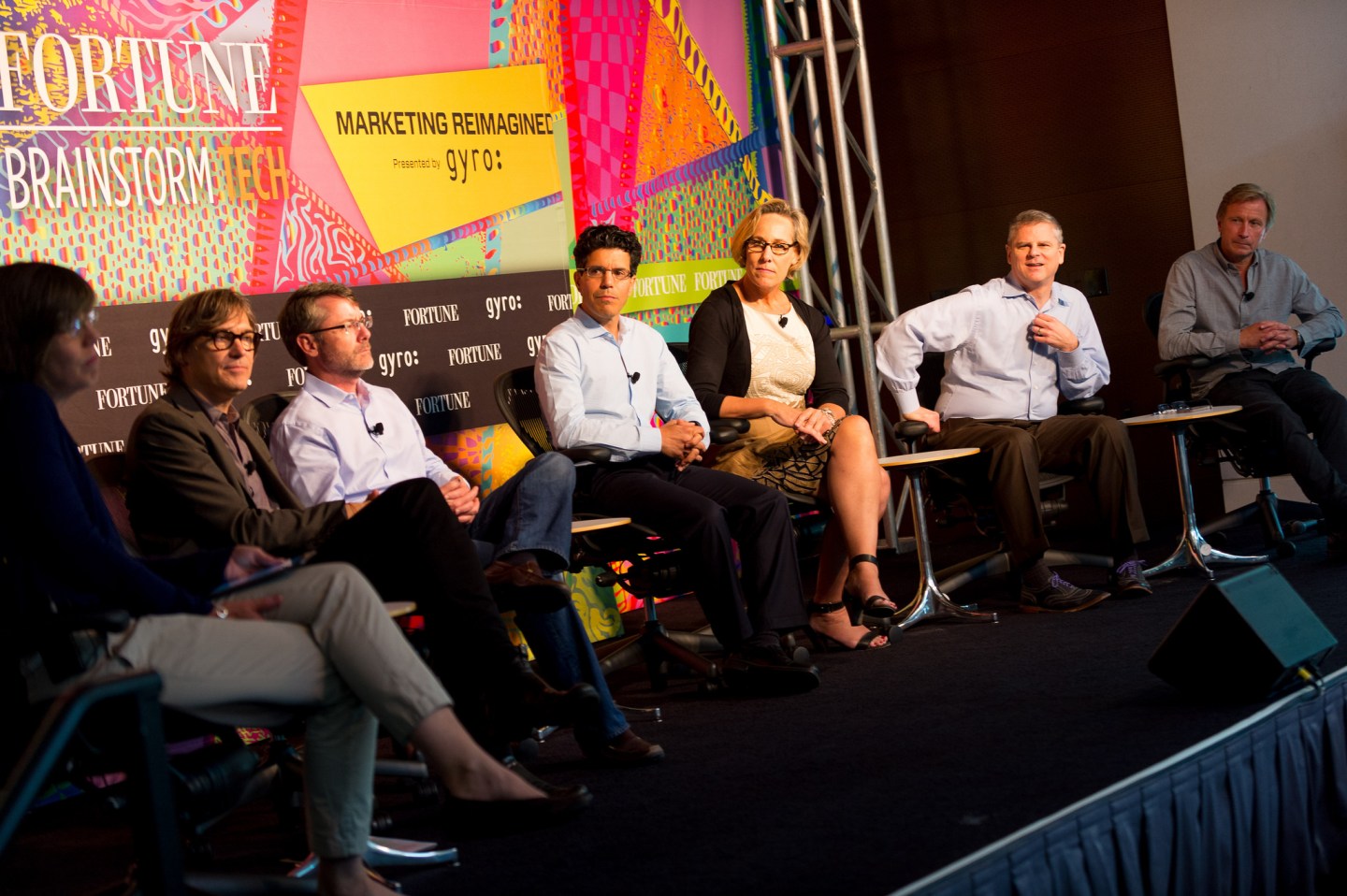 Left to right: Pattie Sellers, senior editor at large, Fortune; Christoph Becker, CEO, gyro; Bob Borchers, CMO, Dolby Laboratories; Gil Elbaz, CEO, Factual; Deanie Elsner, CMO, Kraft Foods; Phil Fernandez, CEO, Marketo; Marc Mathieu, SVP of Marketing, Unilever.