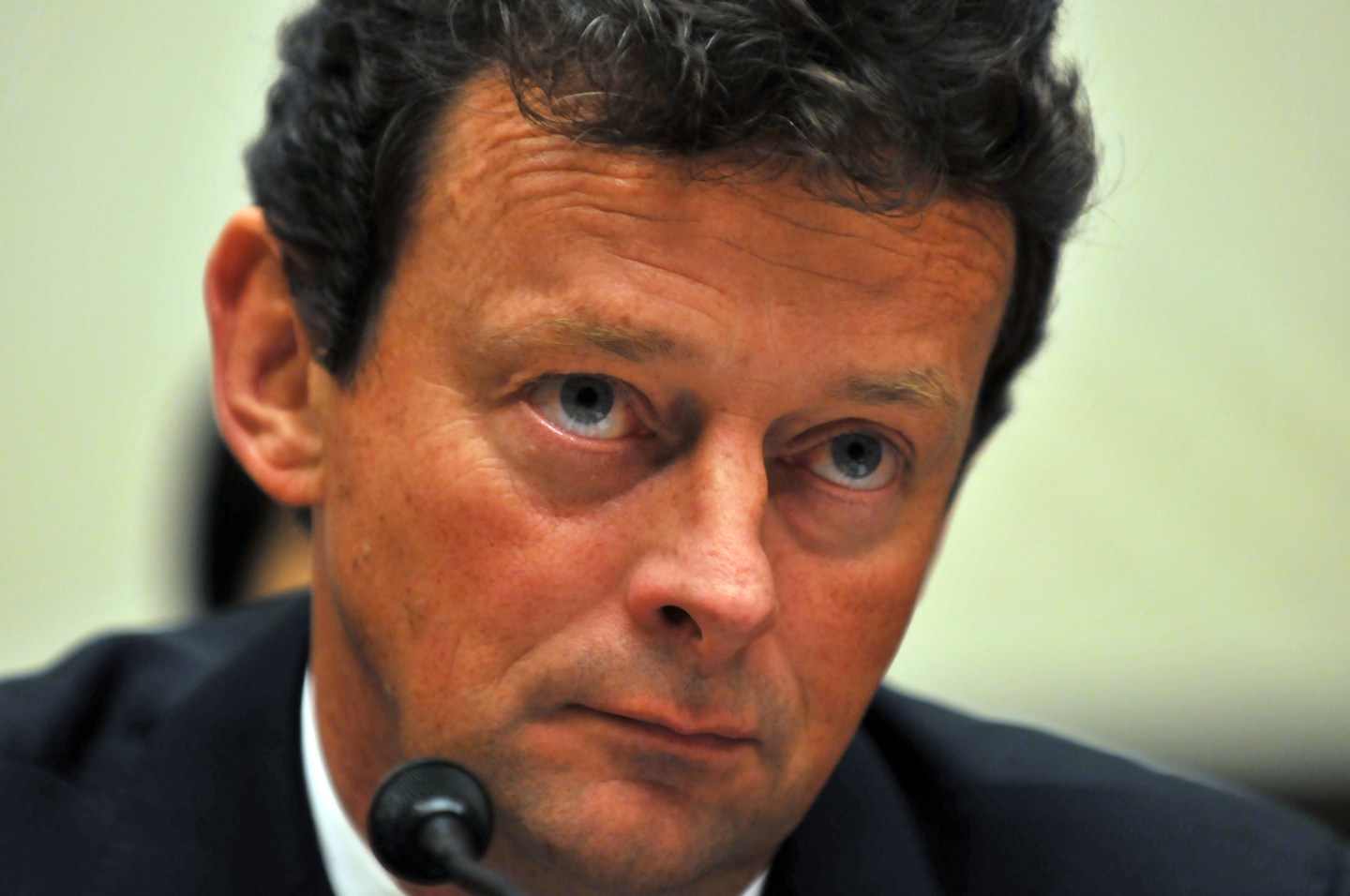 BP CEO Tony Hayward listens to opening s