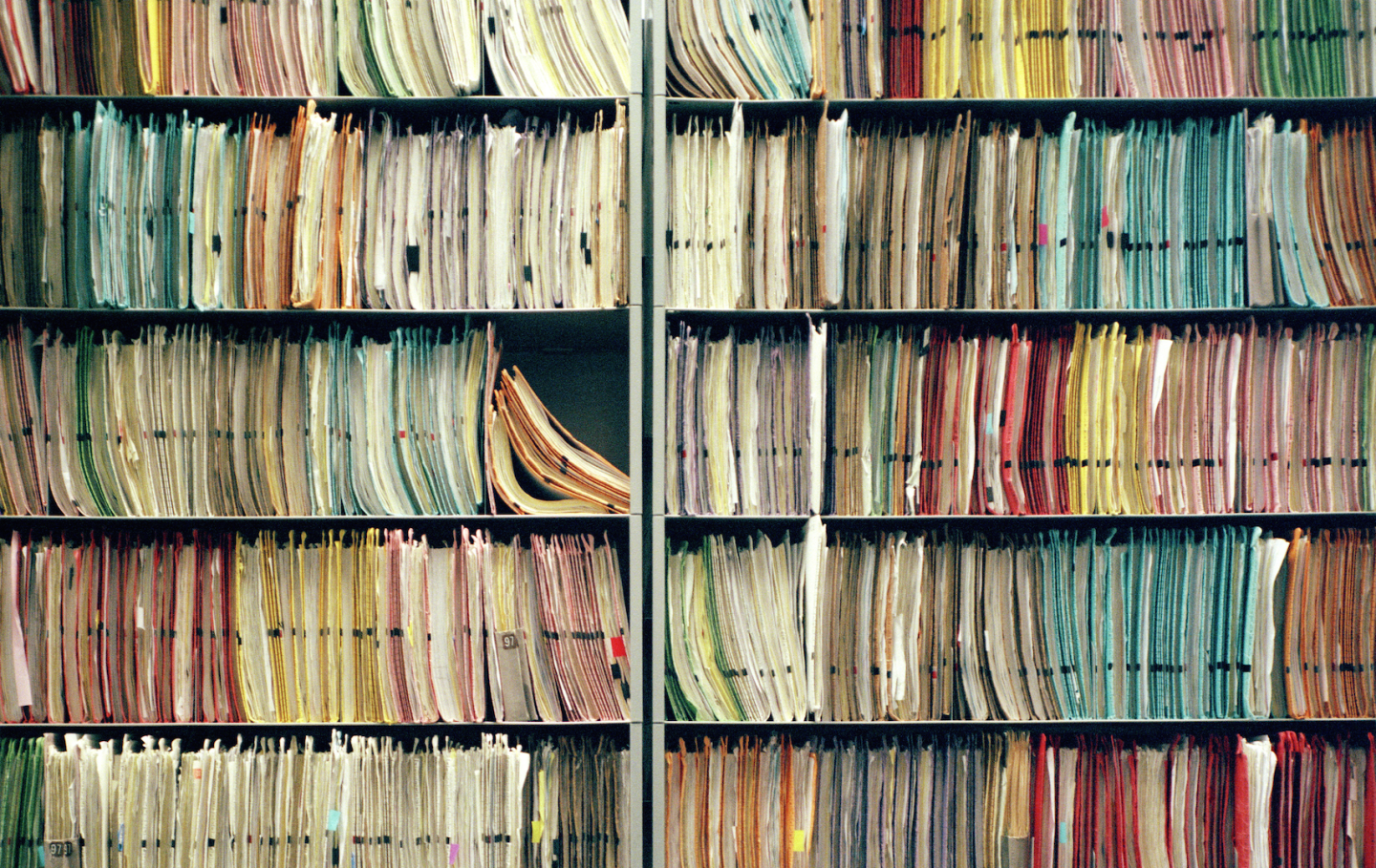 Shelves with medical records and health files