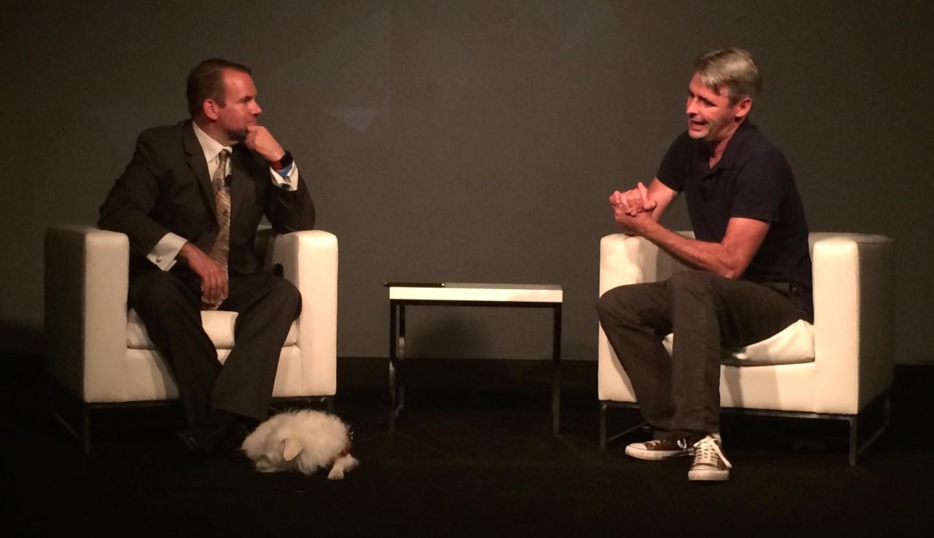 Owen Thomas (left), editor-in-chief of ReadWrite, with Mike McCue, chief executive officer of Flipboard.