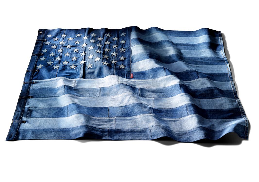 American flag made from Levi's jeans
