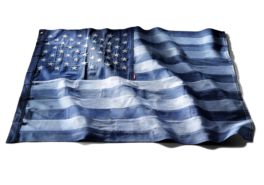American flag made from Levi's jeans