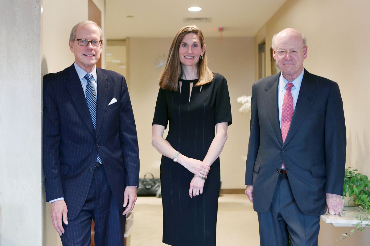 Stephen Heintz, President of the Rockefeller Brothers Fund, Valerie Rockefeller Wayne, the chair of the fund, and Steven Rockefeller.