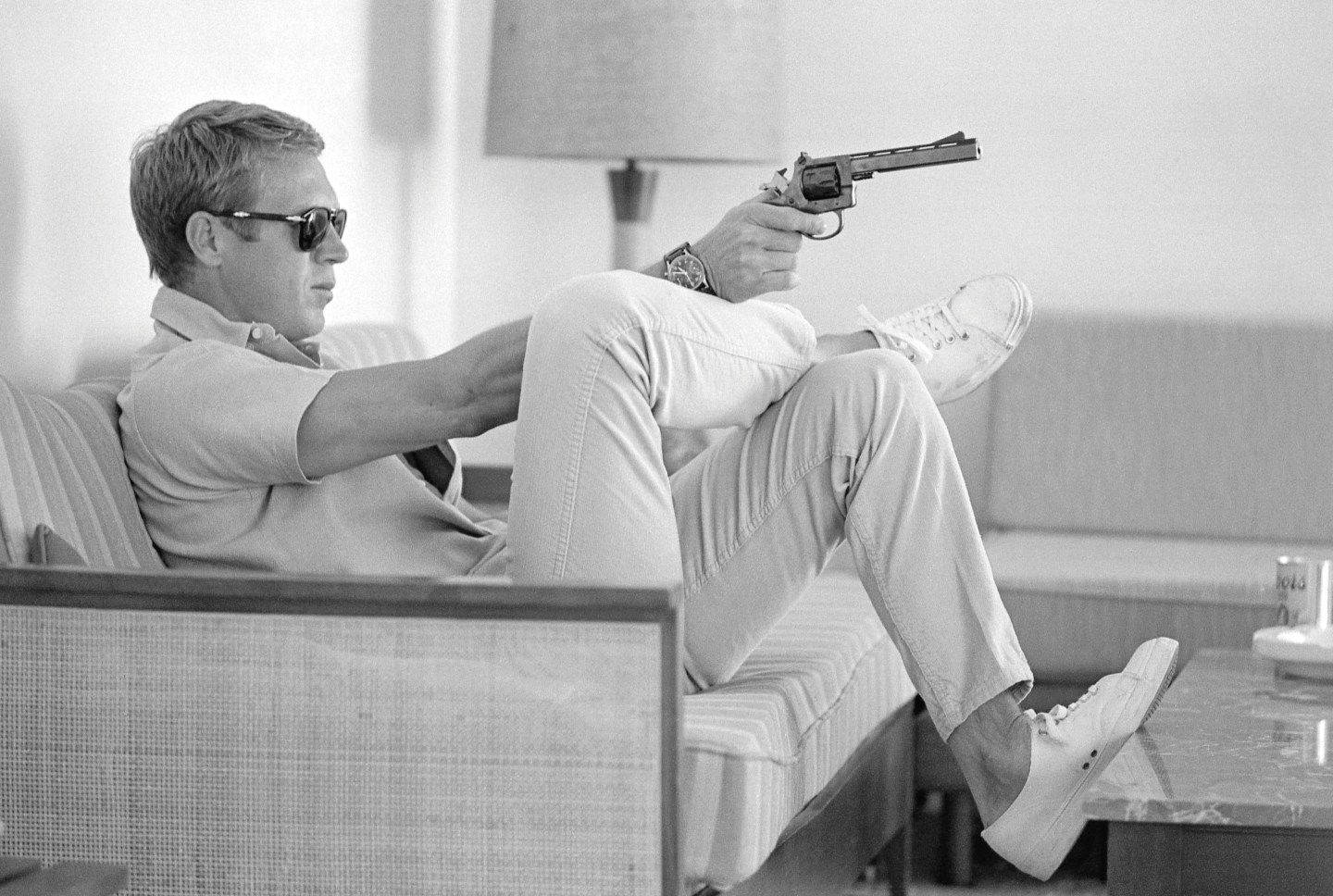 Actor Steve McQueen, relaxing at home in Palm Springs, Calif., in May 1963.
