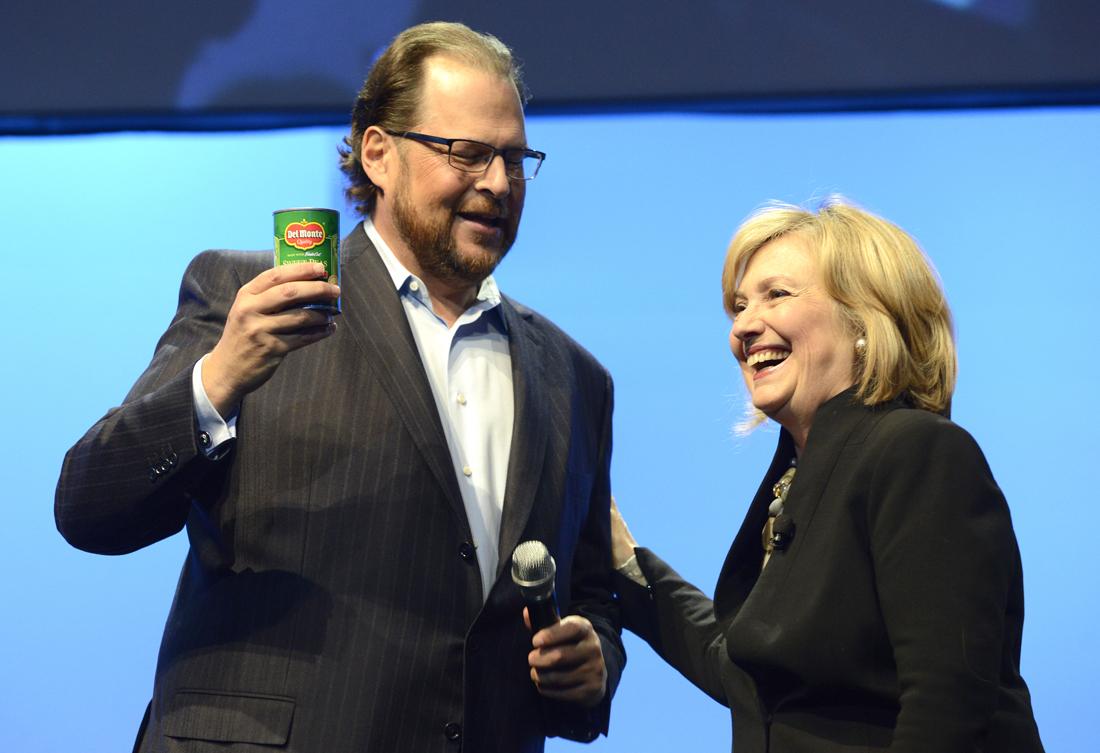 Marc Benioff Hillary Clinton Salesforce Dreamforce 2014