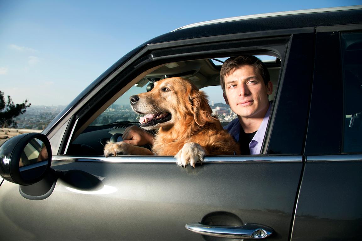 Josh Tetric photographed with his dog in Bernal Heights, SF, CA