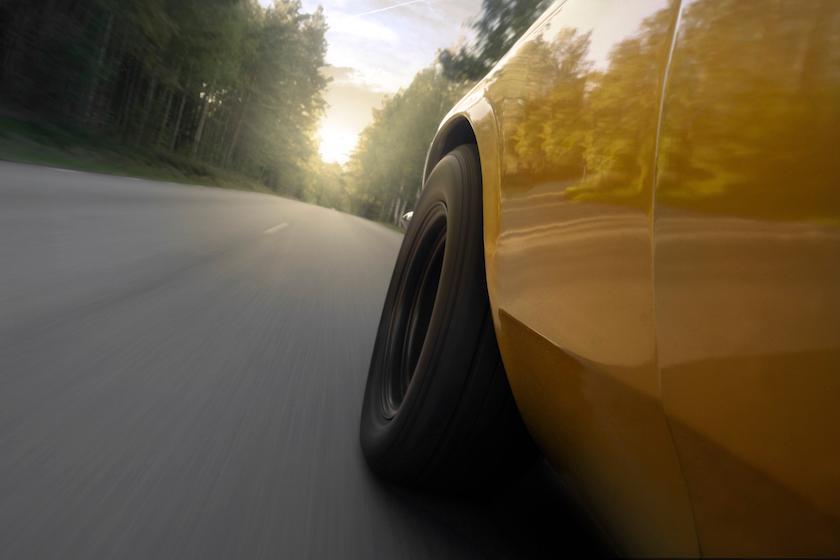 Muscle car speeding