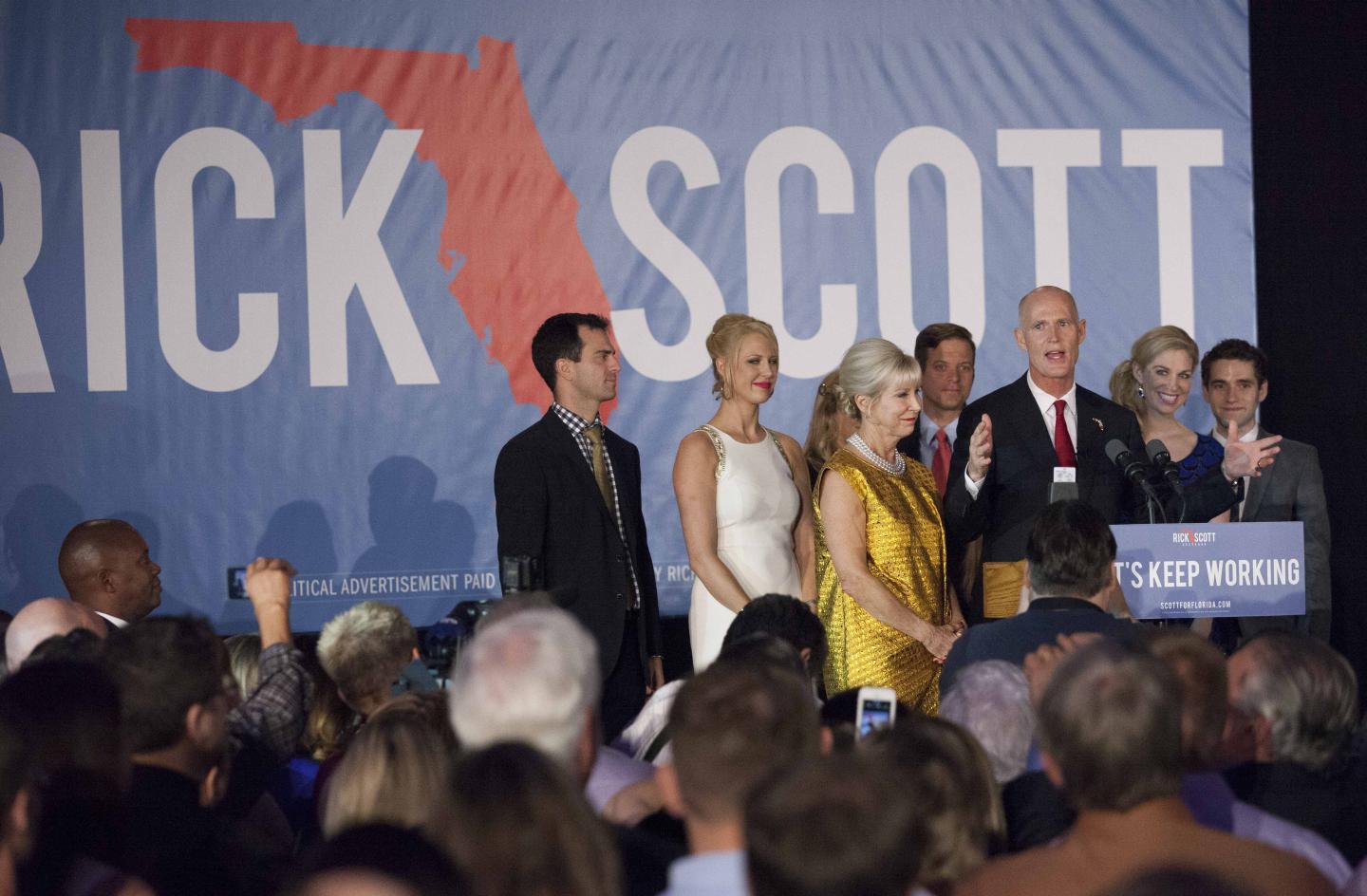 Gov. Rick Scott Gathers With Supporters On Election Night