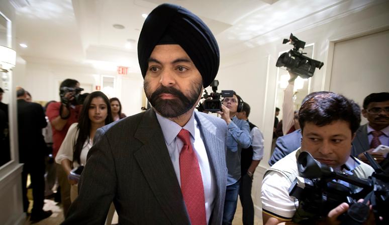 President and CEO of Mastercard Ajay Banga leaves after meeting India's Prime Minister Narendra Modi at a breakfast in New York