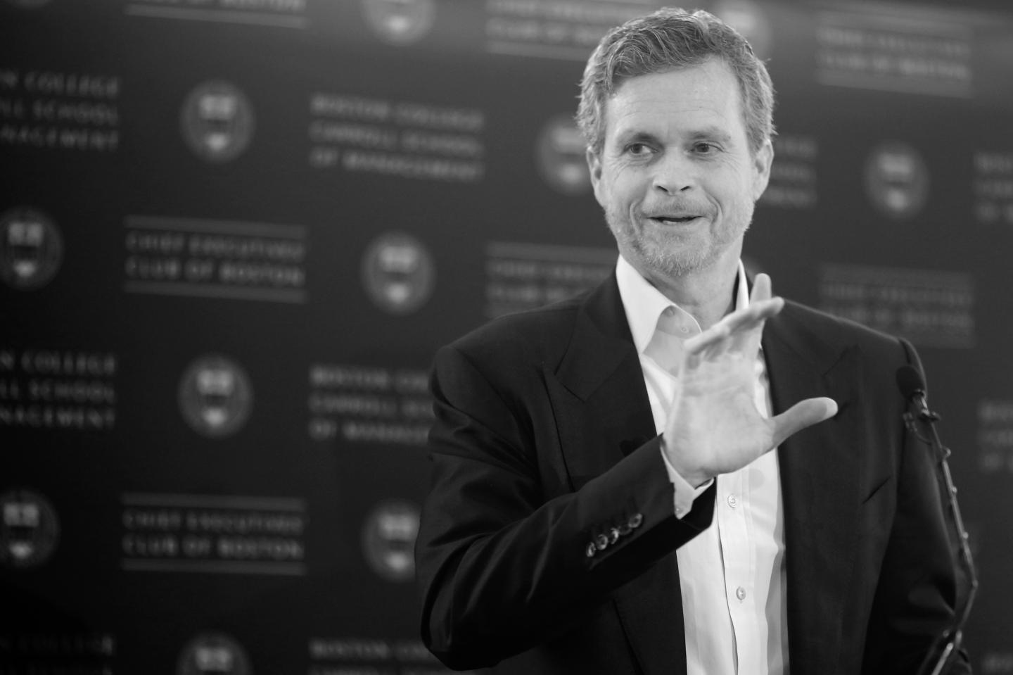 Nike CEO Mark Parker speaks at the Boston College CEO's Club of Boston luncheon in Boston