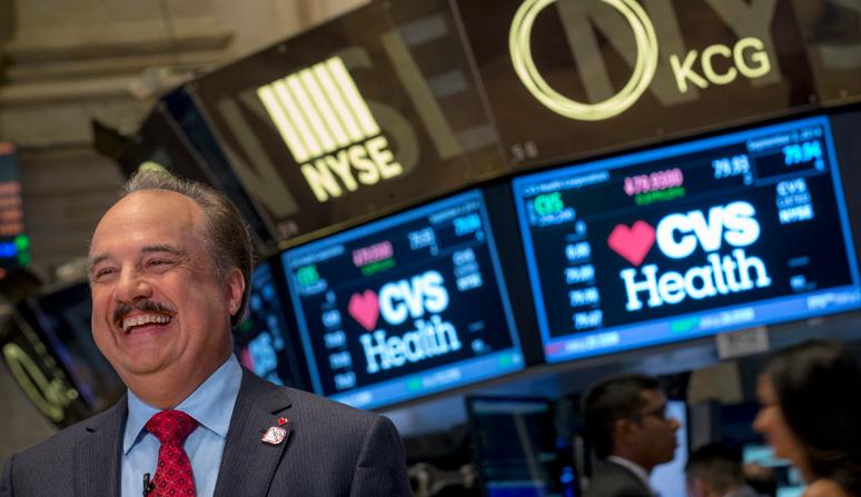 CVS Health President and CEO Larry J. Merlo gives an interview on the floor of the New York Stock Exchange