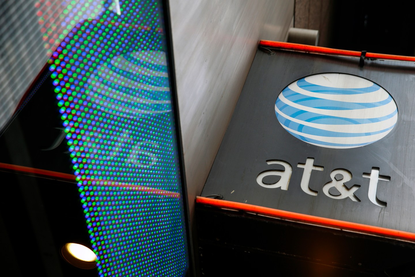 The signage for an AT&T store is seen in New York