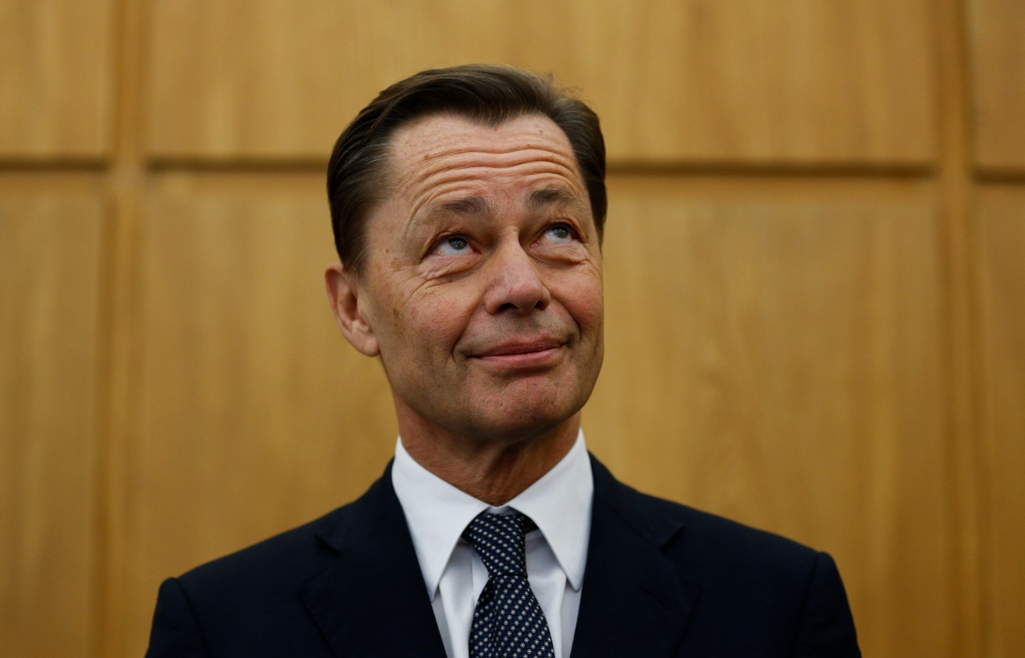 Former CEO of Arcandor Middelhoff reacts as he listens to his verdict at the regional court in Essen