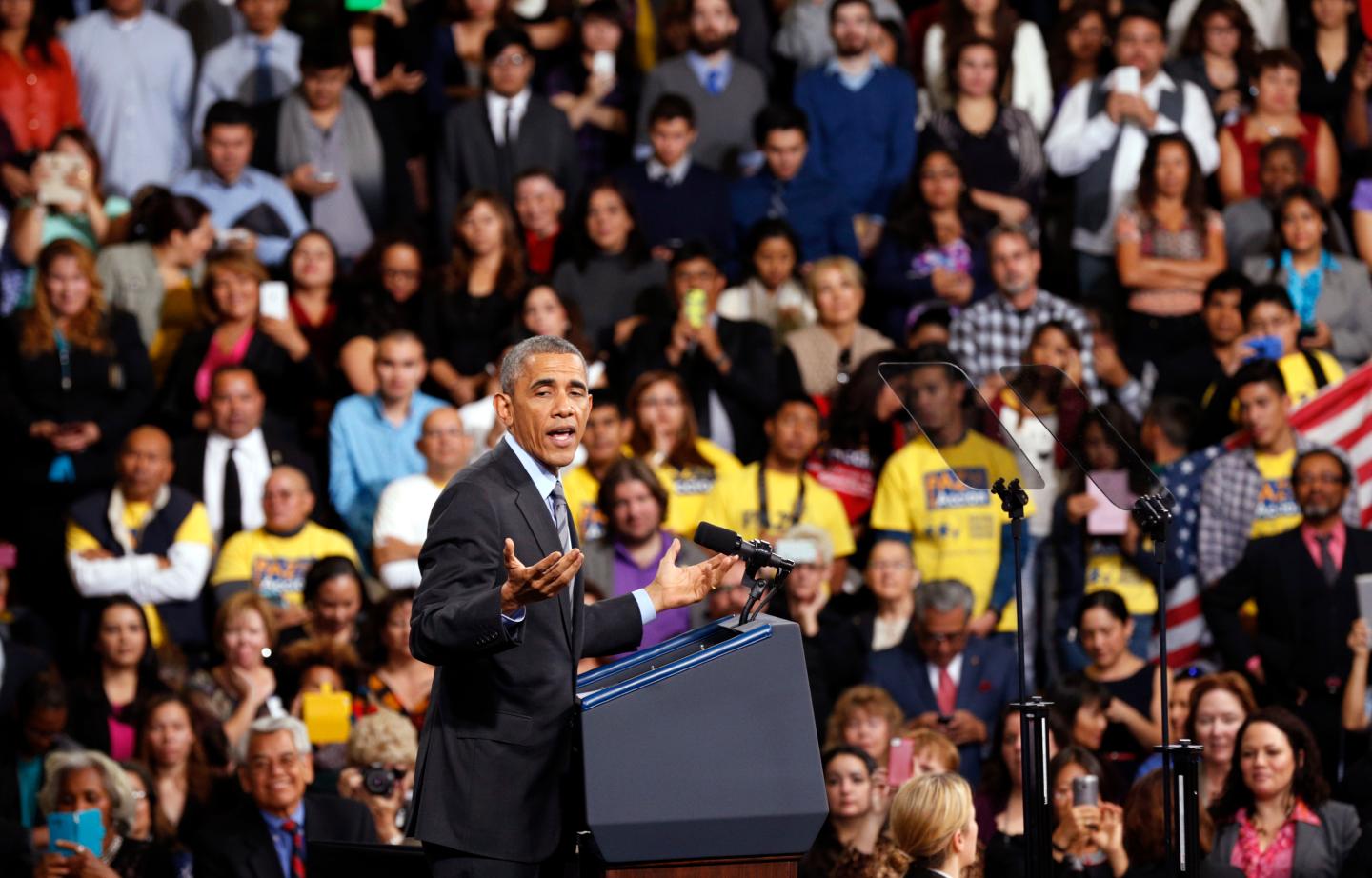 U.S. President Obama speaks about immigration reform during a visit to Del Sol High School in Las Vegas, Nevada
