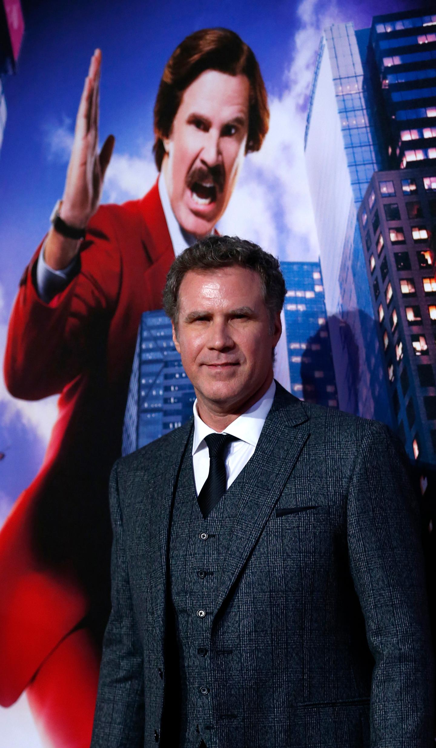 Actor Will Ferrell poses at the UK Premiere of the film Anchorman 2 in Leicester Square, London
