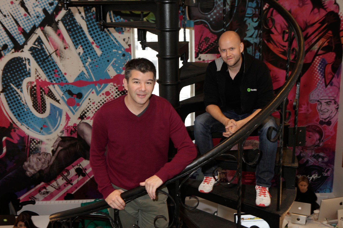 Uber CEO Travis Kalanick and Spotify CEO Daniel Ek.