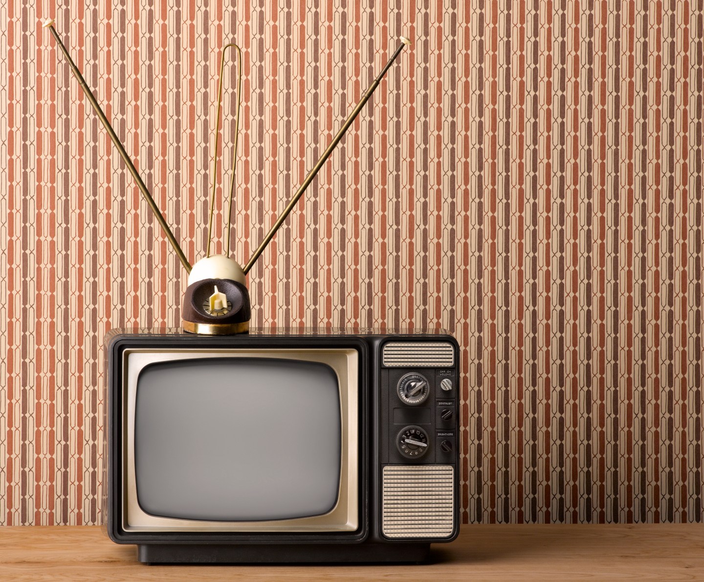 Vintage TV with Rabbit Ear Antenna